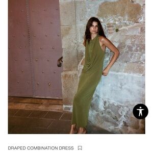 Zara Draped Combination Open Back High Neck Dress